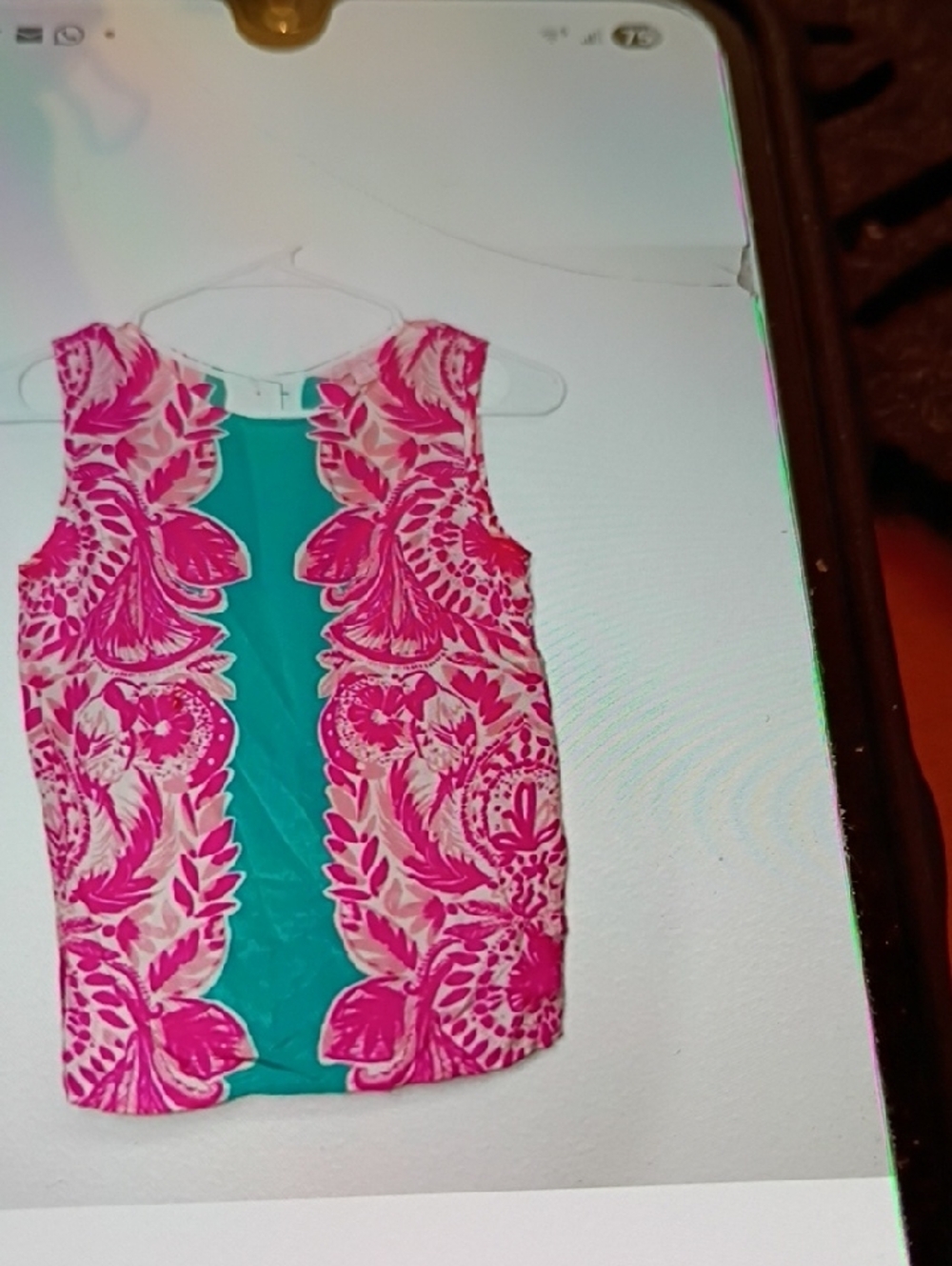 Lilly Pulitzer Pink Floral Tank with Teal Center - Picture 2 of 12